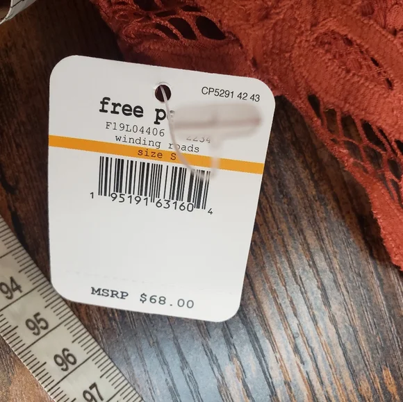 NWT/ Free People/ Adele peplum lace deep v top/ pumpkin - Picture 9 of 10